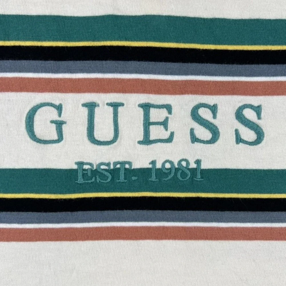 Vintage Guess Originals Shirt Mens Large Green Striped Logo Crewneck Tee‎ 90s - Picture 2 of 14